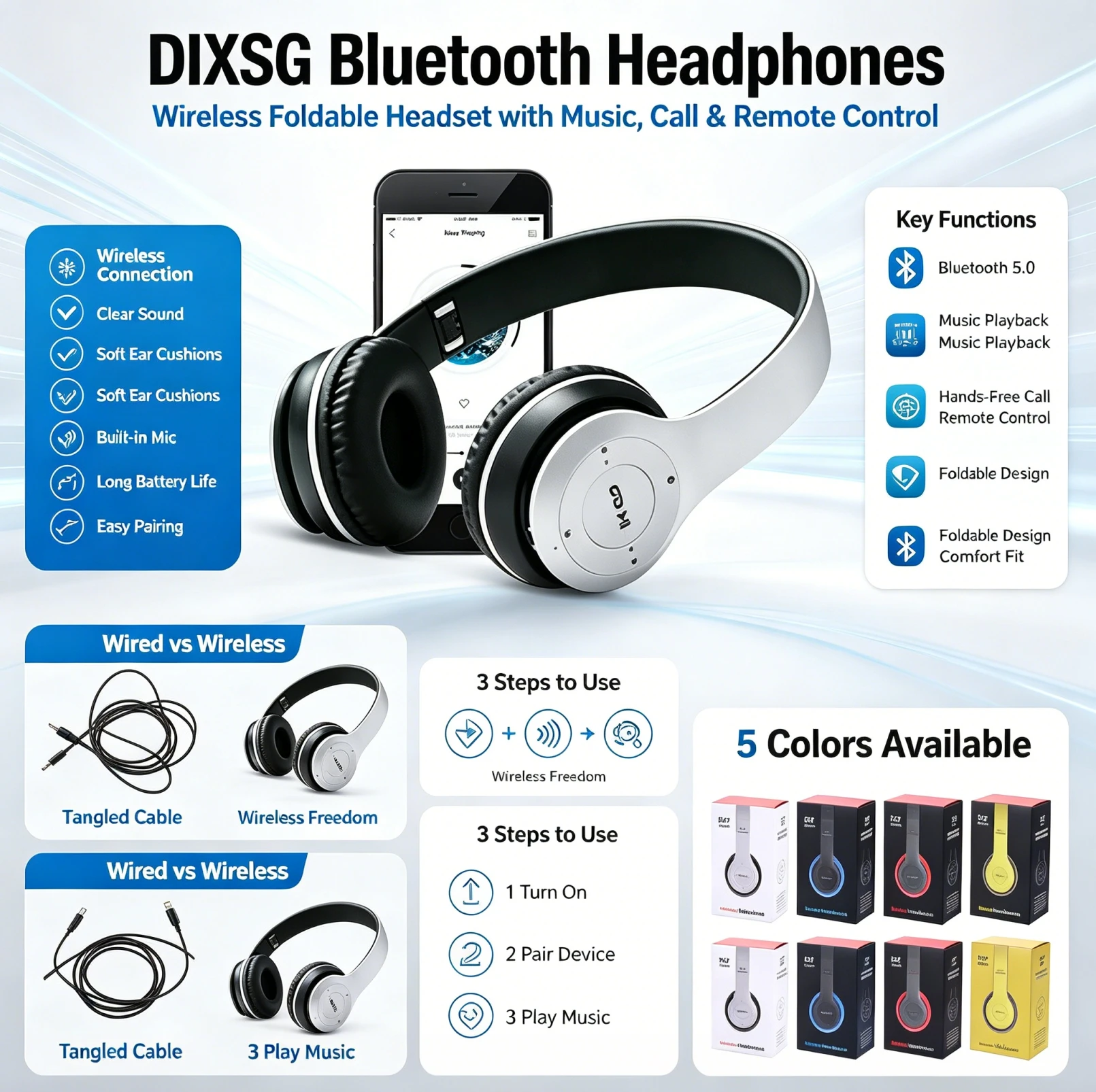 Gaming Accessories Iphone - Stereo P47-headset 5.0 Bluetooth-headset Opvouwbare serie